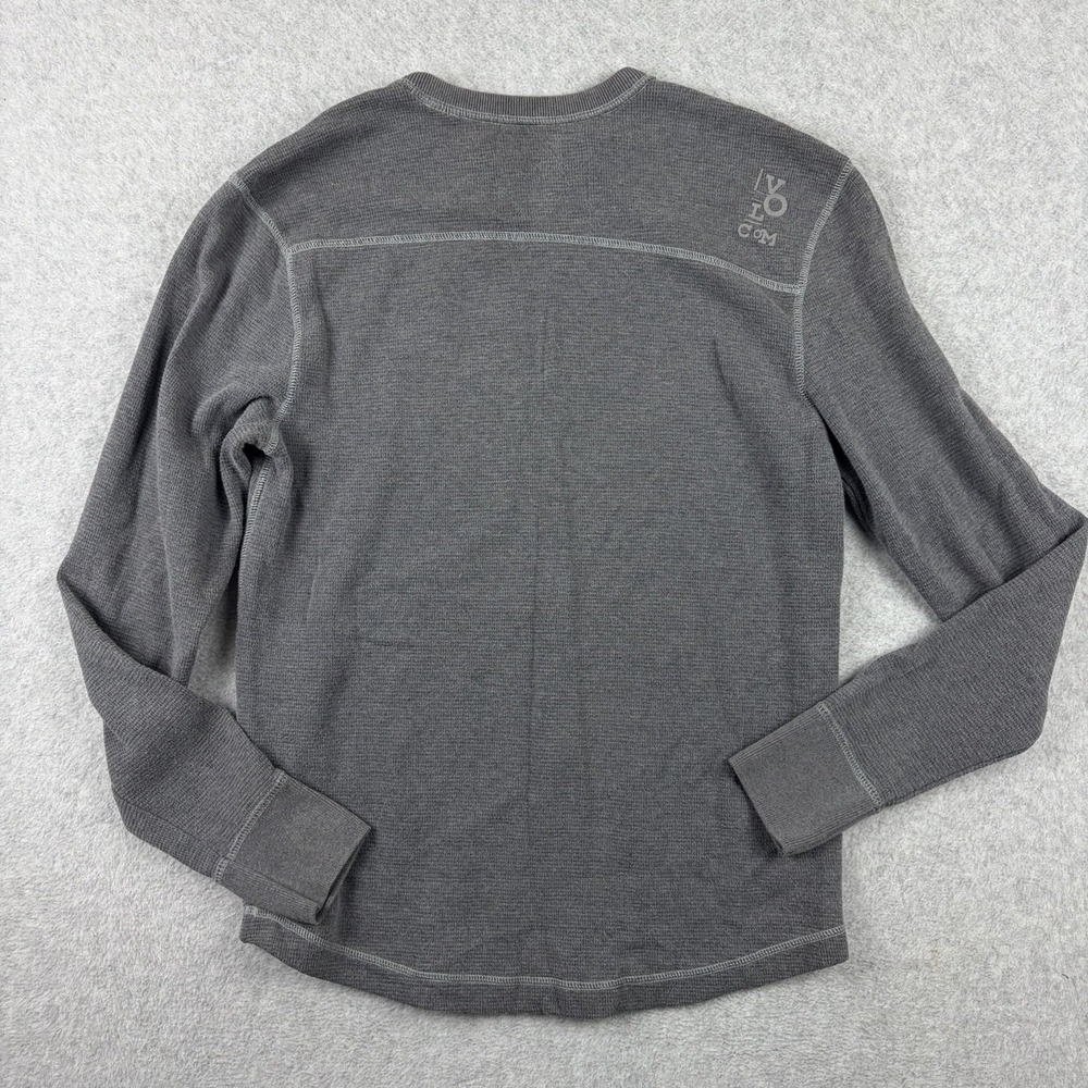Volcom Shirt Mens Medium Gray Waffle Knit Thermal Long Sleeve Graphic Skater Y2K - Picture 5 of 8